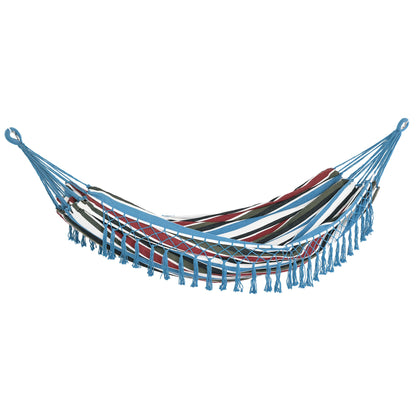 Portable Double Cotton Hammock 285x150 cm with Carry Bag for Outdoor Patio Garden Beach Camping Load 120 kg Multicolor