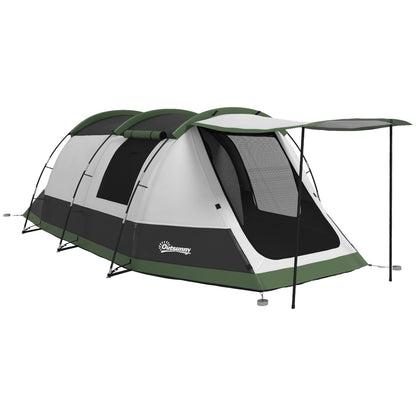 Family Camping Tent 3-4 Person - Tunnel Tent with Waterproof Porch 3000mm Lightweight Ventilated Easy to Set Up - Includes Transport Bag - Grey