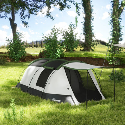 Family Camping Tent 3-4 Person - Tunnel Tent with Waterproof Porch 3000mm Lightweight Ventilated Easy to Set Up - Includes Transport Bag - Grey