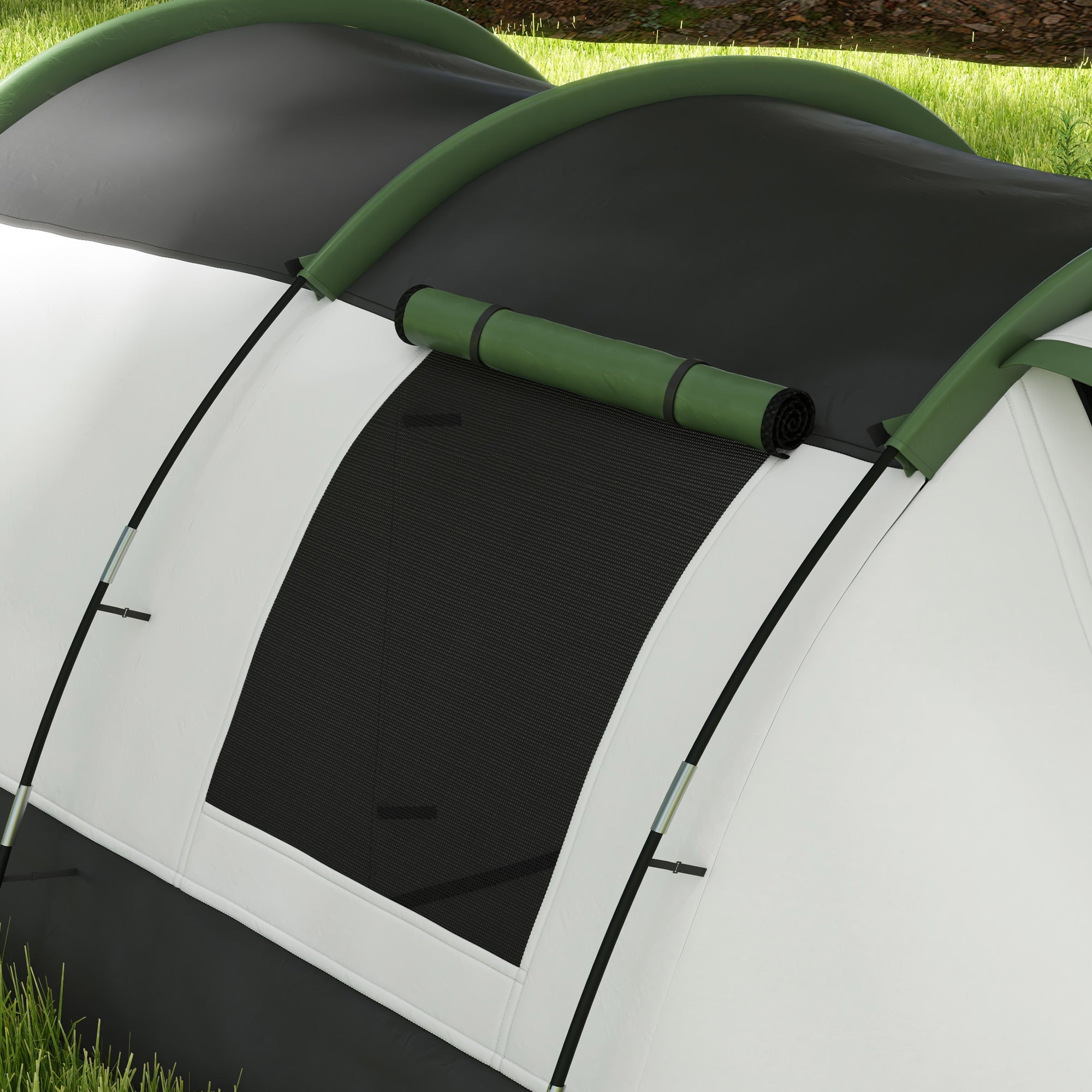 Family Camping Tent 3-4 Person - Tunnel Tent with Waterproof Porch 3000mm Lightweight Ventilated Easy to Set Up - Includes Transport Bag - Grey