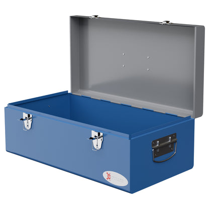 Metal Tool Box Toolbox 50x26x18.5 cm with Transport Handles Load 20 kg Gray and Blue