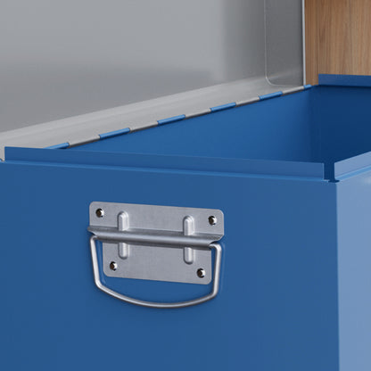 Metal Tool Box Toolbox 50x26x18.5 cm with Transport Handles Load 20 kg Gray and Blue