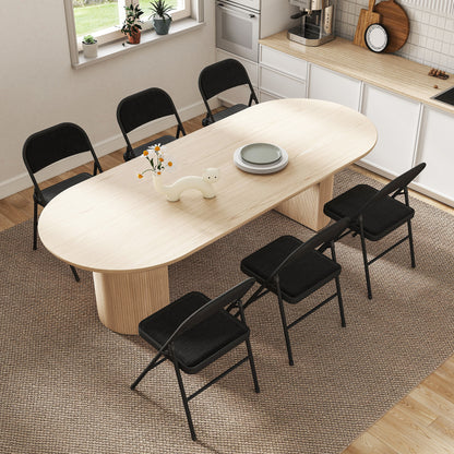 Set of 6 Folding Chairs Portable Dining Room Chairs Indoor Foldable Chair with Linen Cushion and Steel Frame 45 x 46 x 78 cm Black