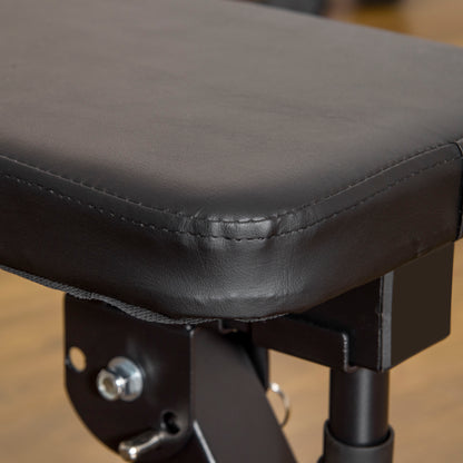 Folding Gym Bench with Adjustable Barbell Support in 8 Positions, Steel and PU Weight Bench for Home Gym, Load Capacity 150 kg, 140x73x98-122 cm, Black