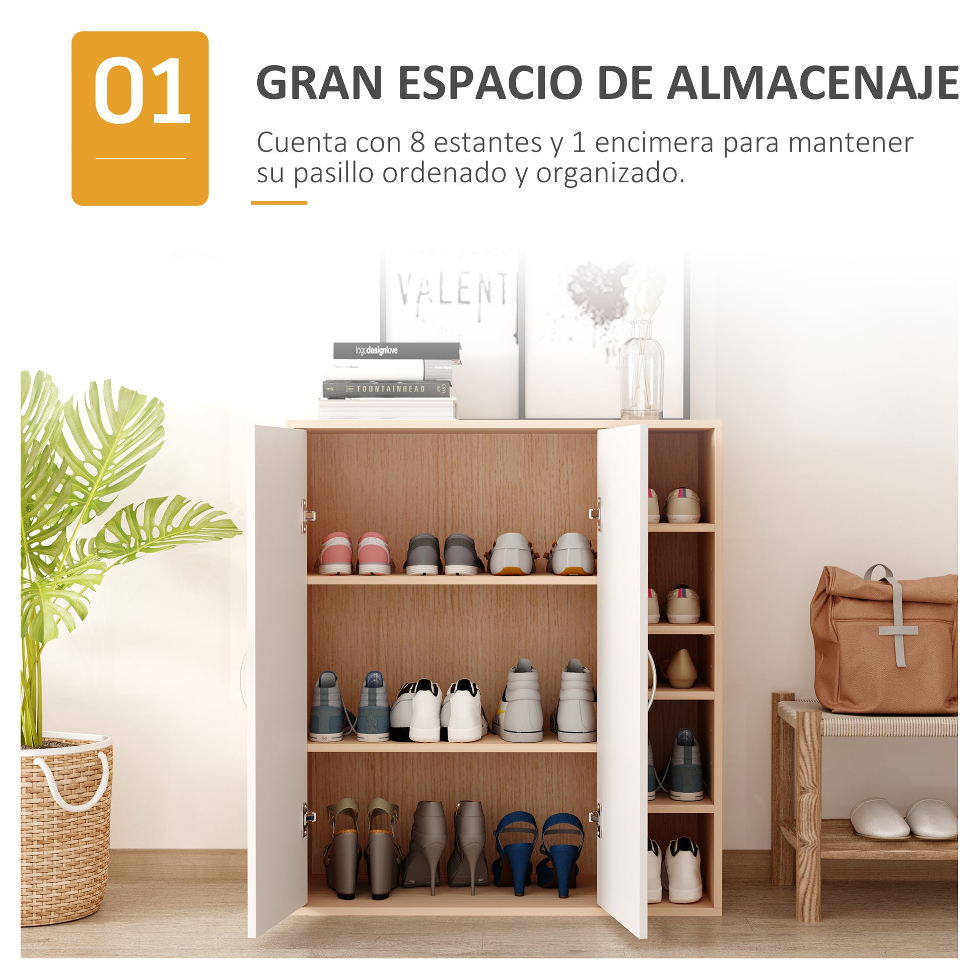 Cabinet Console Low Cabinet Multipurpose Storage Organizer for Kitchen Dining Room Living Room Bathroom with Doors and Adjustable Shelves 80x32x91 cm