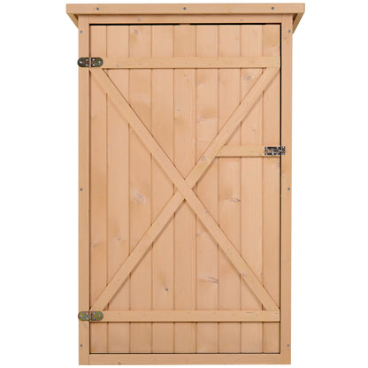 Wooden Garden Cabinet, Weatherproof Tool Shed 75x56x115cm, Equipment House with Door, Shelves, Tool Cabinet, Garden Tool Shed for Garden, Patio, Backyard, Lawn, Natural