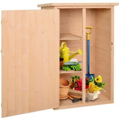 Wooden Garden Cabinet, Weatherproof Tool Shed 75x56x115cm, Equipment House with Door, Shelves, Tool Cabinet, Garden Tool Shed for Garden, Patio, Backyard, Lawn, Natural