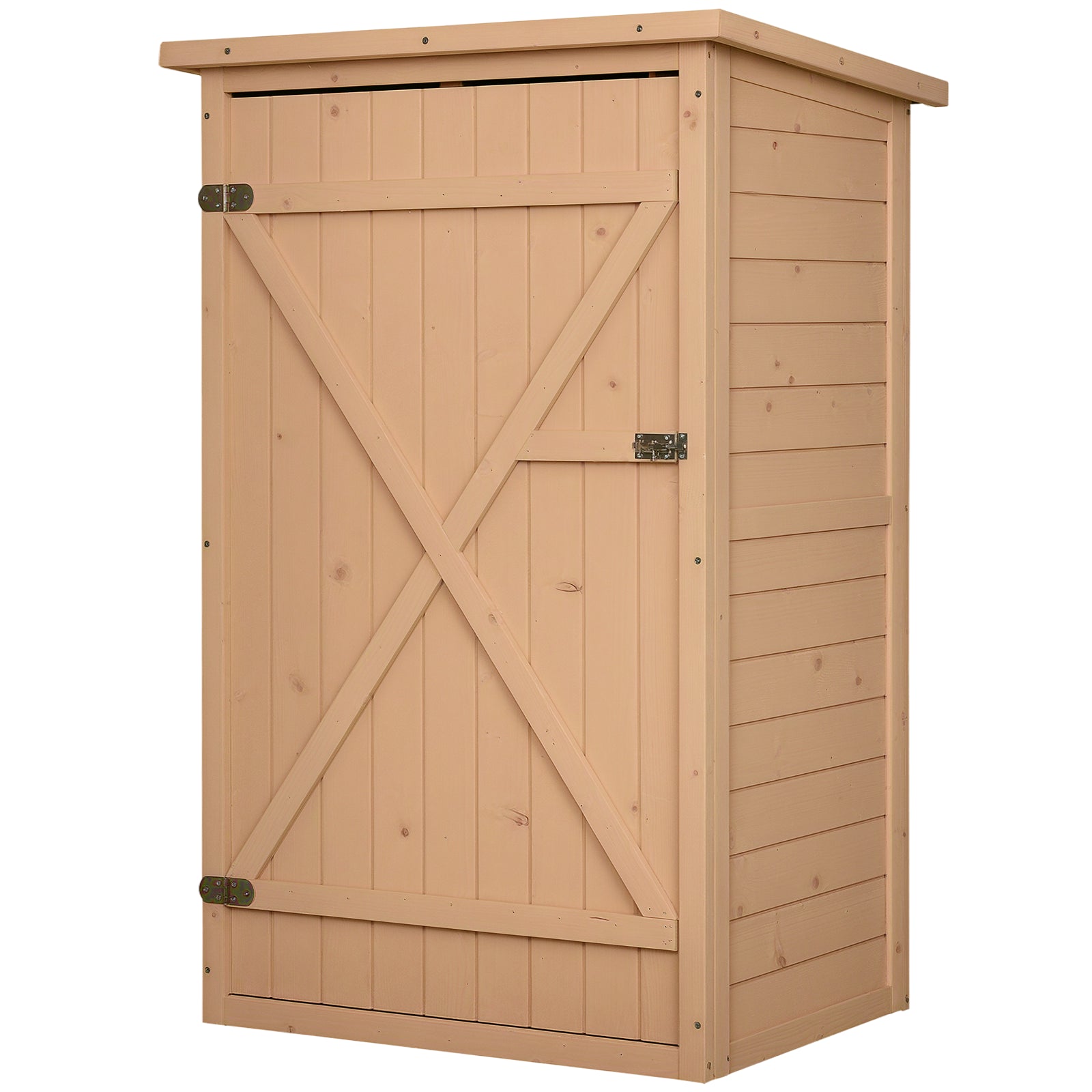 Wooden Garden Cabinet, Weatherproof Tool Shed 75x56x115cm, Equipment House with Door, Shelves, Tool Cabinet, Garden Tool Shed for Garden, Patio, Backyard, Lawn, Natural