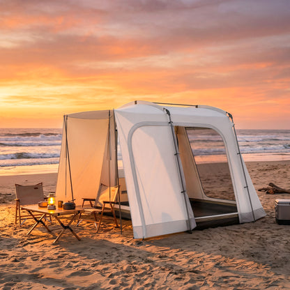 SUV Tailgate Tent for 2–4 People — 2-in-1 Waterproof Tunnel Tent with 4 Doors, Large Window, Porch, Groundsheet & Carry Bag (320 × 280 × 205 cm)