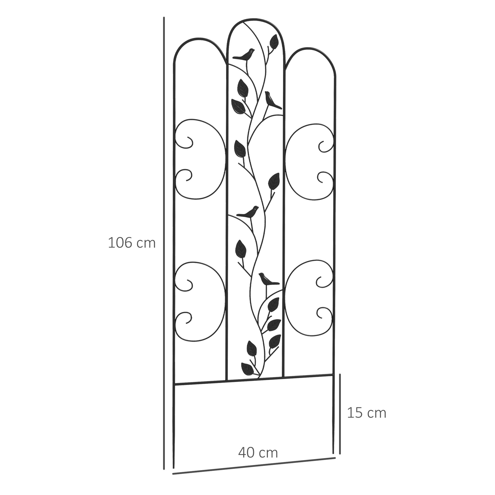 Set of 4 Garden Trellises Supports for Climbing Plants and Outdoor Decoration Patio Terrace 40x106 cm Black