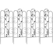 Set of 4 Garden Trellises Supports for Climbing Plants and Outdoor Decoration Patio Terrace 40x106 cm Black