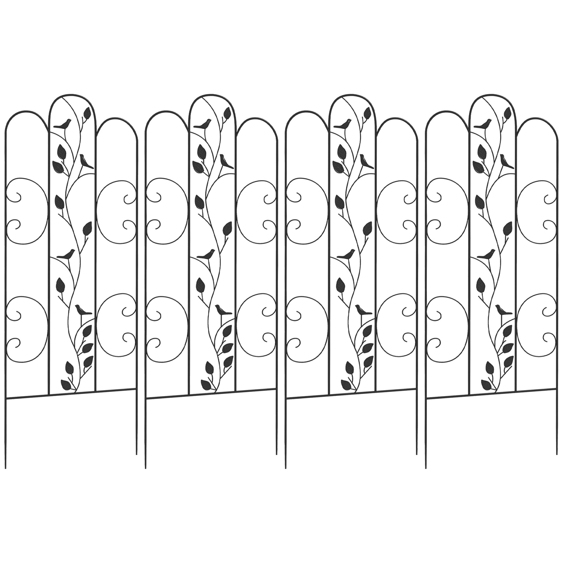 Set of 4 Garden Trellises Supports for Climbing Plants and Outdoor Decoration Patio Terrace 40x106 cm Black