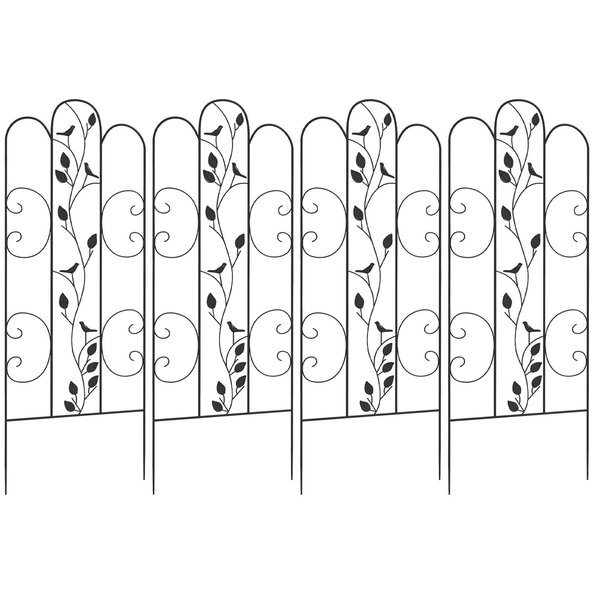 Set of 4 Garden Trellises Supports for Climbing Plants and Outdoor Decoration Patio Terrace 40x106 cm Black