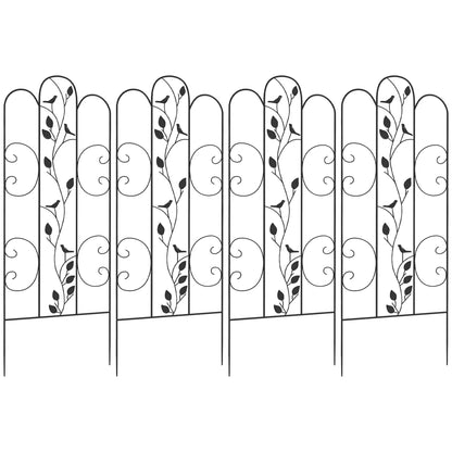 Set of 4 Garden Trellises Supports for Climbing Plants and Outdoor Decoration Patio Terrace 40x106 cm Black