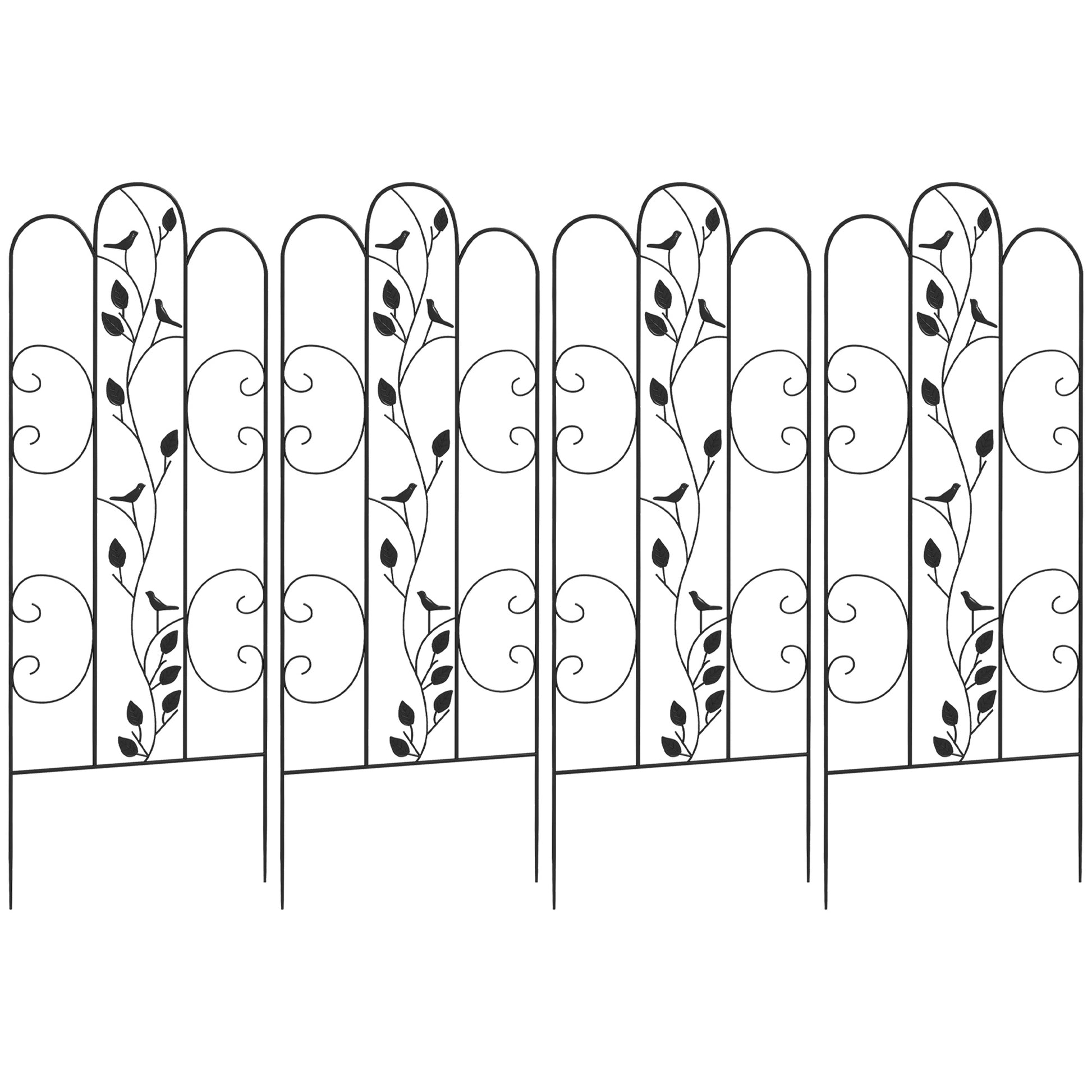 Set of 4 Garden Trellises Supports for Climbing Plants and Outdoor Decoration Patio Terrace 40x106 cm Black