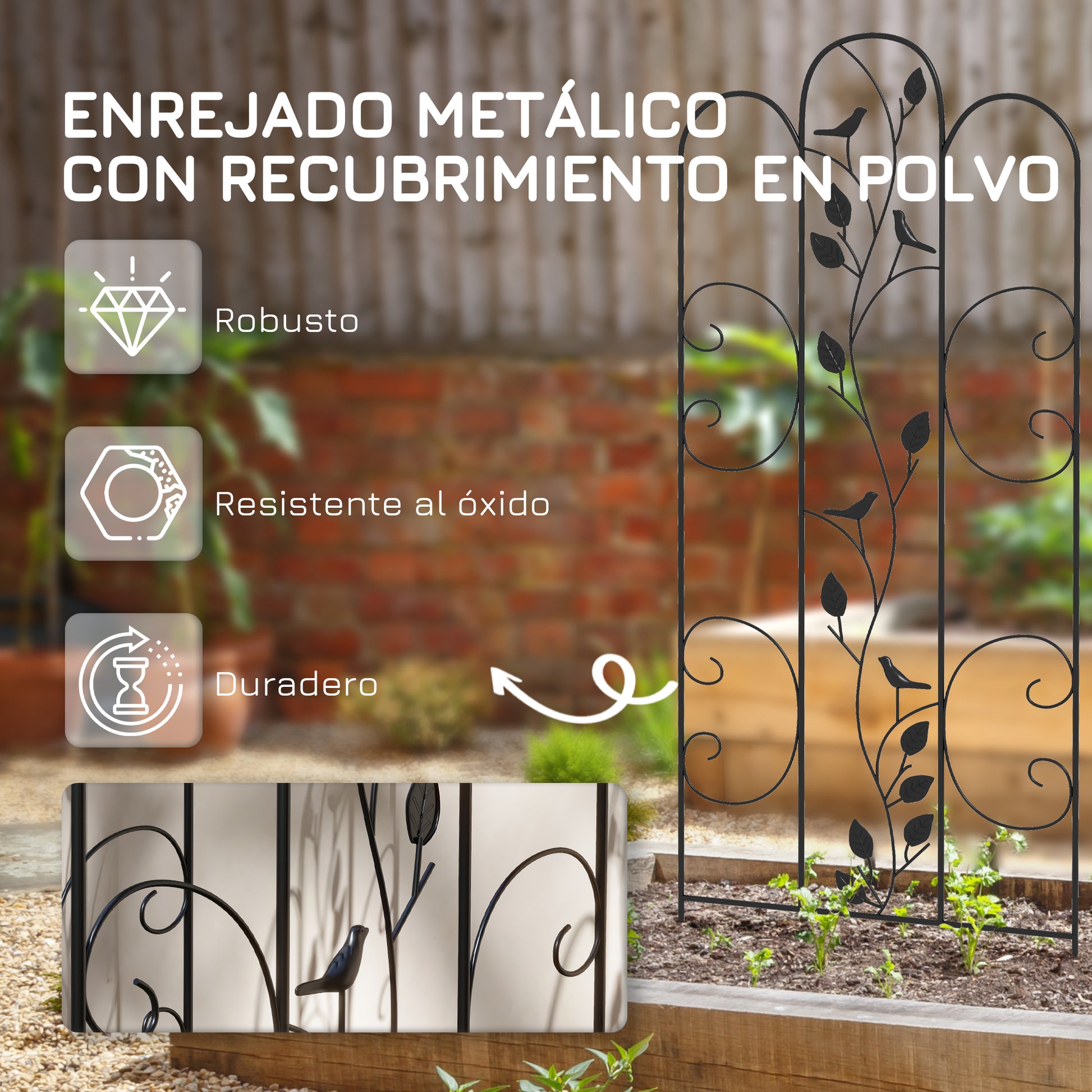 Set of 4 Garden Trellises Supports for Climbing Plants and Outdoor Decoration Patio Terrace 40x106 cm Black