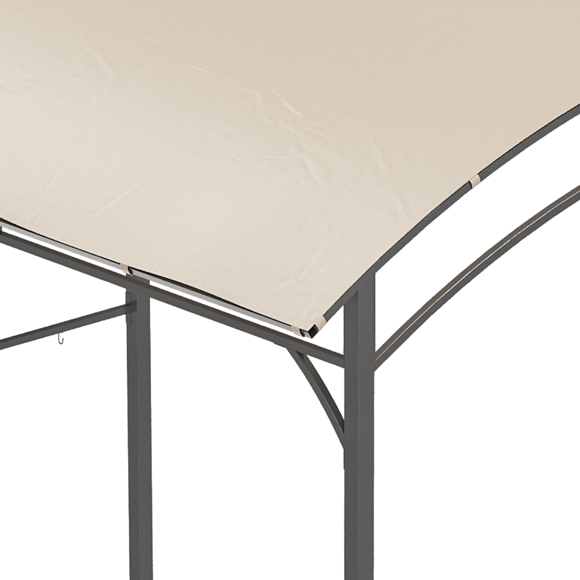 Grill Pavilion 215 x 150 x 220 cm Water-Repellent Garden Pavilion with Curved Roof, Garden Arbor with Hooks, BBQ Pavilion, Garden Tent Grill Tent Party Tent for Garden Party Picnic BBQ, Beige