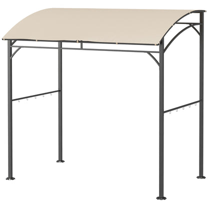 Grill Pavilion 215 x 150 x 220 cm Water-Repellent Garden Pavilion with Curved Roof, Garden Arbor with Hooks, BBQ Pavilion, Garden Tent Grill Tent Party Tent for Garden Party Picnic BBQ, Beige