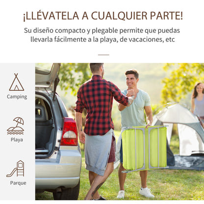 Foldable and Reclining Garden Sun Lounger with Headrest and Adjustable Backrest in 5 Levels Breathable Texteline Fabric 182x56x28 cm Green