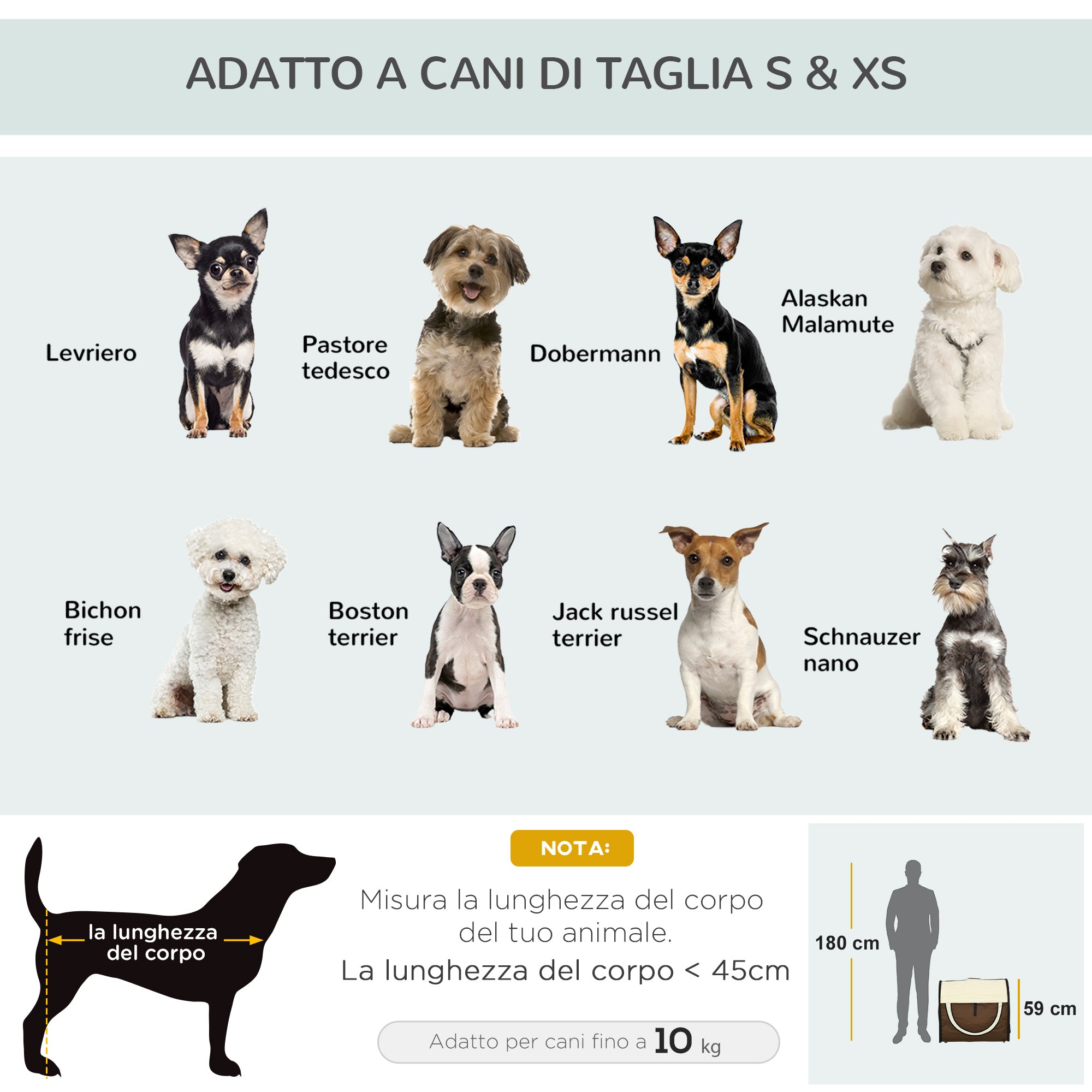 Foldable Pet Carrier in Oxford with Removable Washable Cushion and Carrying Bag, 70x51x59cm, Brown