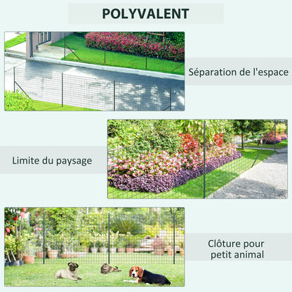 Welded Wire Mesh Roll - Mesh 7.3L x 6.3W cm - Height 2 m - Length 10 m - Posts, Brace Included - Steel with PVC Coating Green