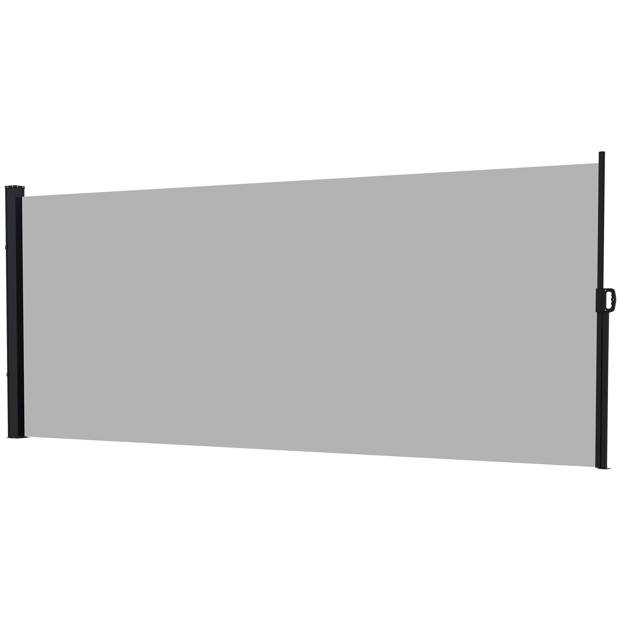 Retractable Garden Side Awning Privacy Screen 3m x 1.8m Aluminum Anti-UV High Density 180 gsm Light Gray