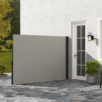 Retractable Garden Side Awning Privacy Screen 3m x 1.8m Aluminum Anti-UV High Density 180 gsm Light Gray