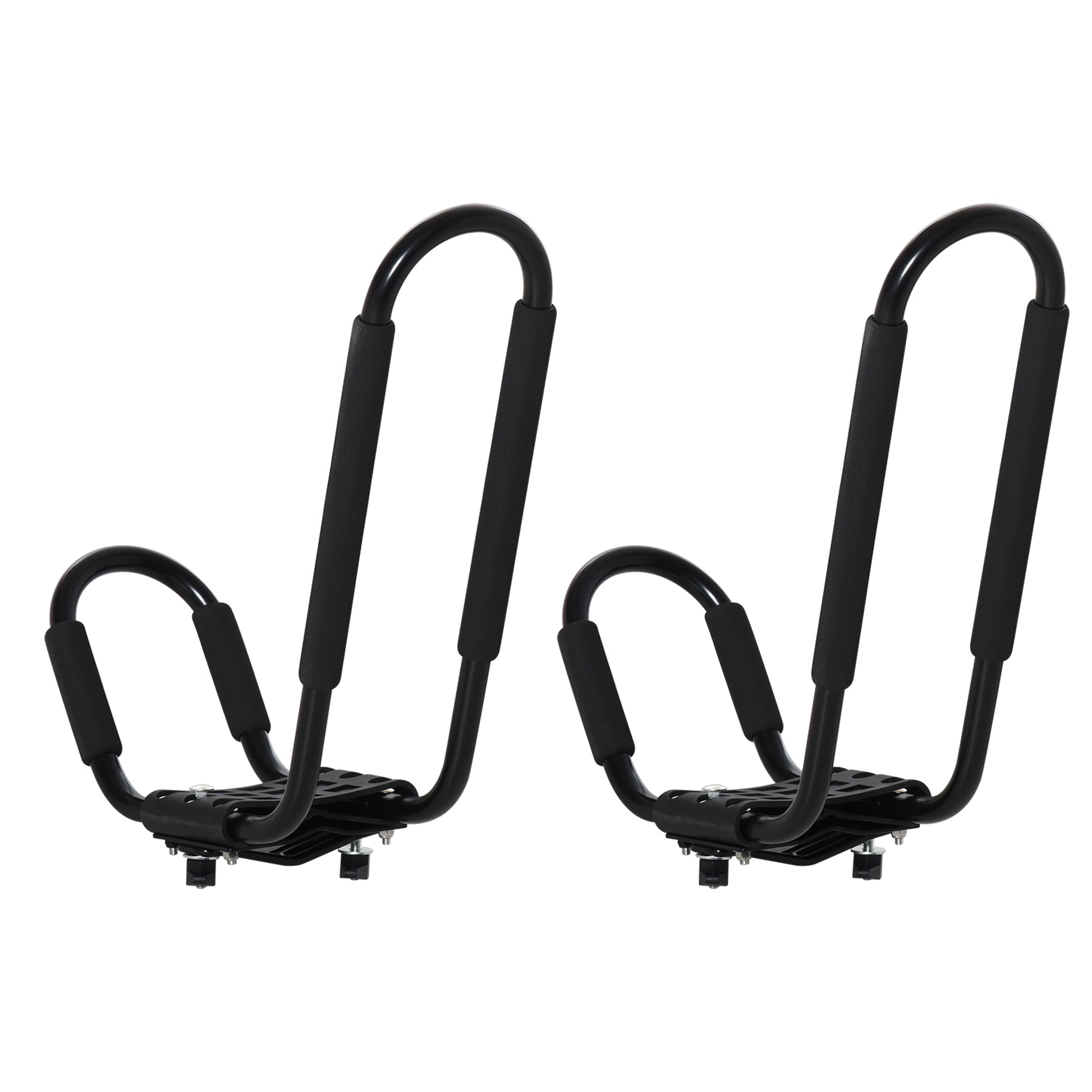 Set of 2 Kayak Carrier Brackets with Universal Roof Rack Mount for Canoes and Paddleboards, Black, 46x16.5x47cm