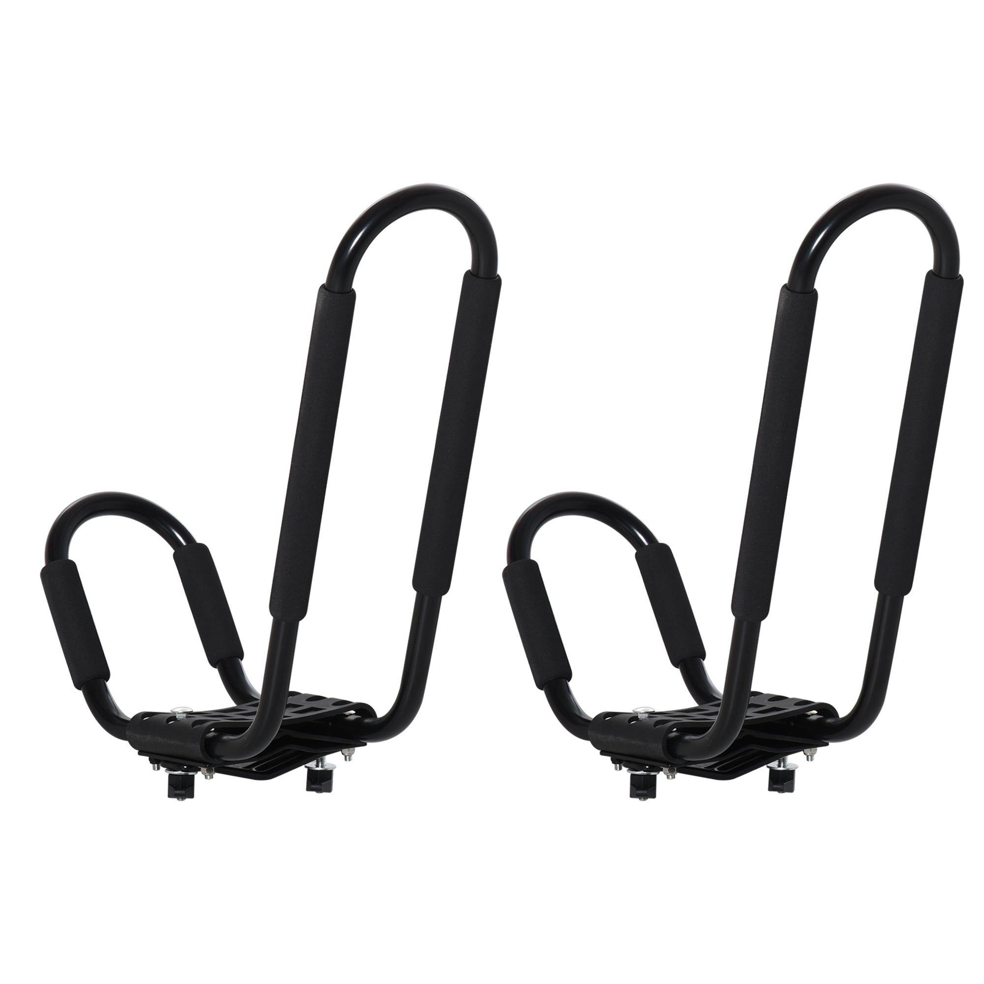 Set of 2 Kayak Carrier Brackets with Universal Roof Rack Mount for Canoes and Paddleboards, Black, 46x16.5x47cm
