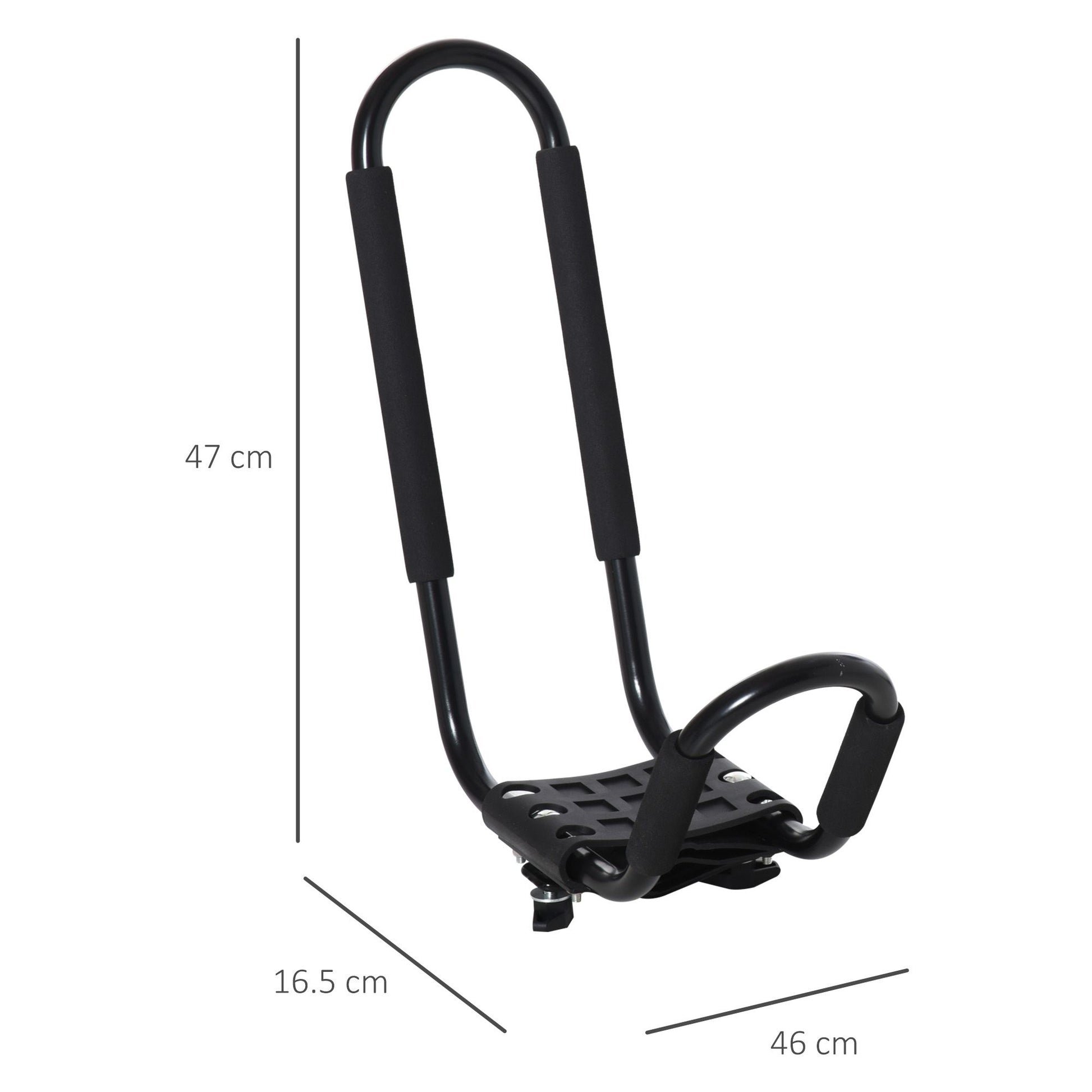 Set of 2 Kayak Carrier Brackets with Universal Roof Rack Mount for Canoes and Paddleboards, Black, 46x16.5x47cm