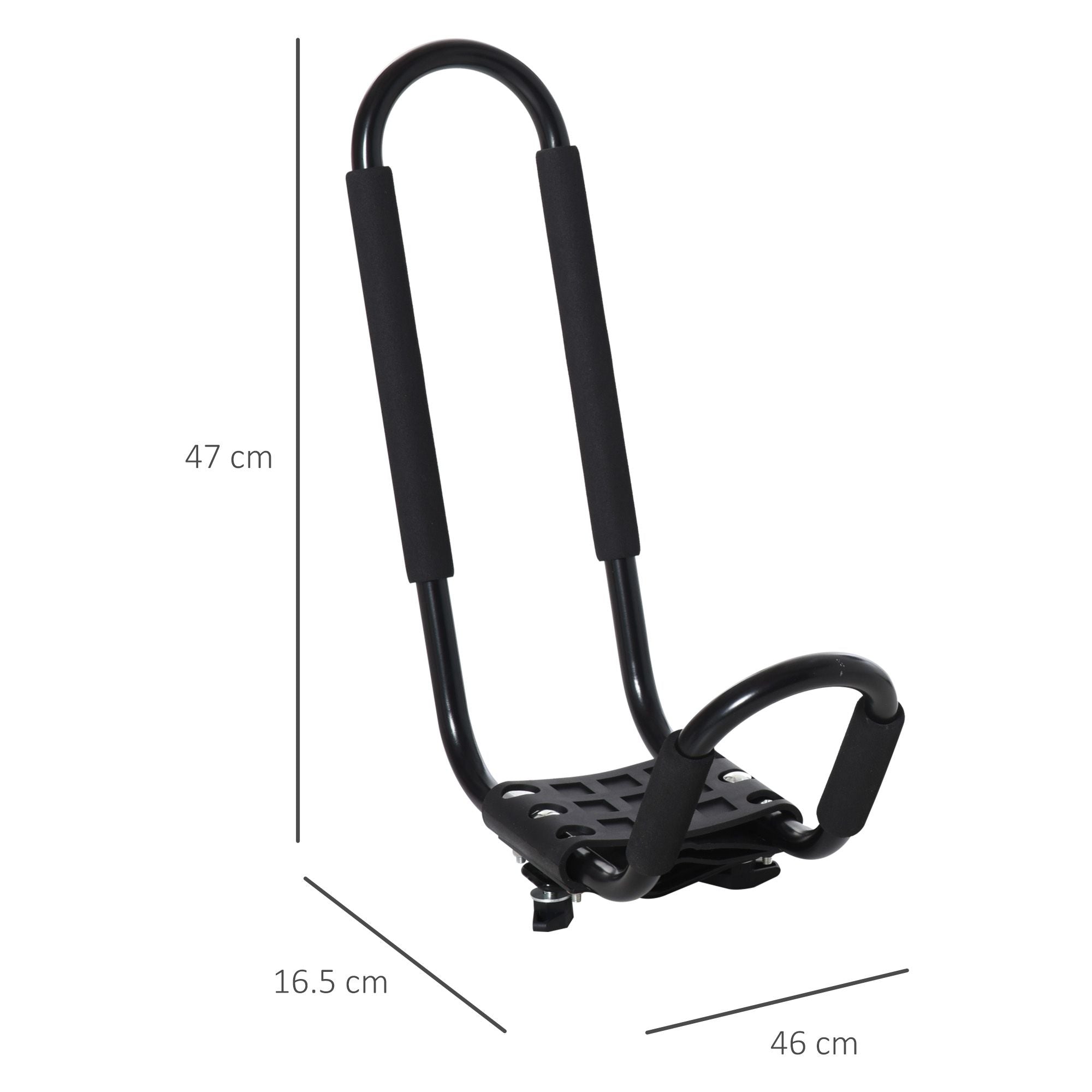 Set of 2 Kayak Carrier Brackets with Universal Roof Rack Mount for Canoes and Paddleboards, Black, 46x16.5x47cm