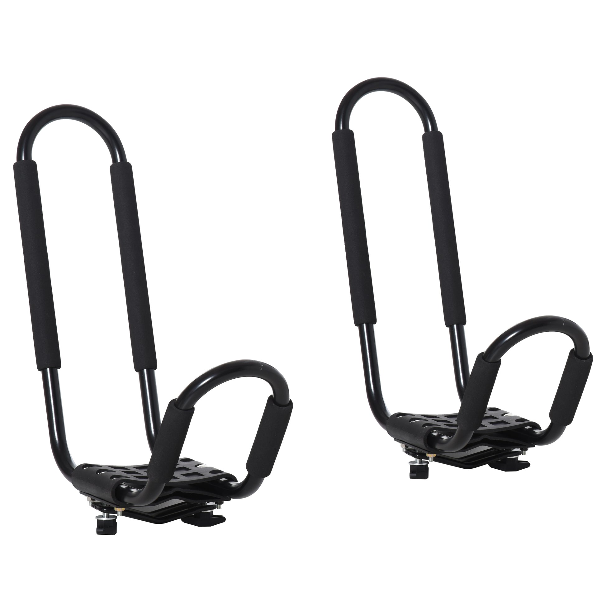 Set of 2 Kayak Carrier Brackets with Universal Roof Rack Mount for Canoes and Paddleboards, Black, 46x16.5x47cm