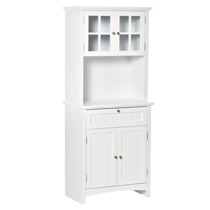 Tall Kitchen Pantry Cabinet for Kitchen and Dining Room with 2 Cabinets, Adjustable Shelves, and Worktop, in MDF, 68.6x40x164 cm, White
