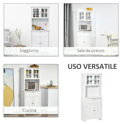 Tall Kitchen Pantry Cabinet for Kitchen and Dining Room with 2 Cabinets, Adjustable Shelves, and Worktop, in MDF, 68.6x40x164 cm, White
