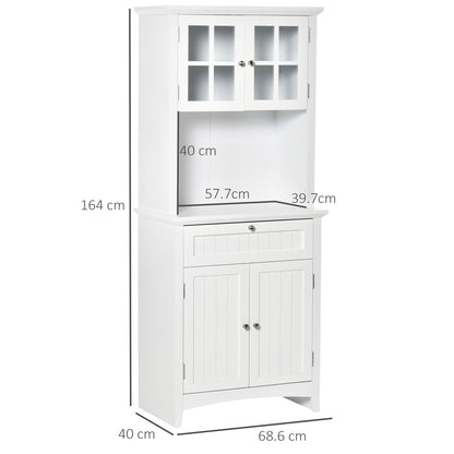 Tall Kitchen Pantry Cabinet for Kitchen and Dining Room with 2 Cabinets, Adjustable Shelves, and Worktop, in MDF, 68.6x40x164 cm, White