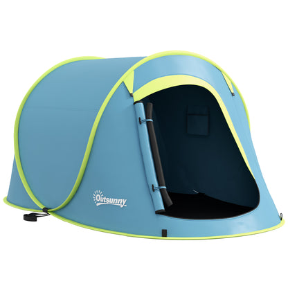 2-3 Person Pop-Up Camping Tent Portable Waterproof 2000 mm with Window for Camping Fishing Hiking 245x148x105 cm Blue