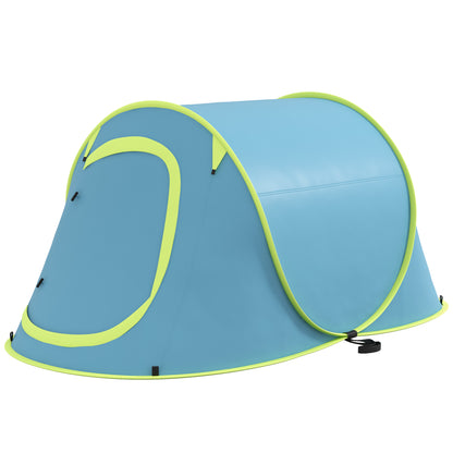 2-3 Person Pop-Up Camping Tent Portable Waterproof 2000 mm with Window for Camping Fishing Hiking 245x148x105 cm Blue