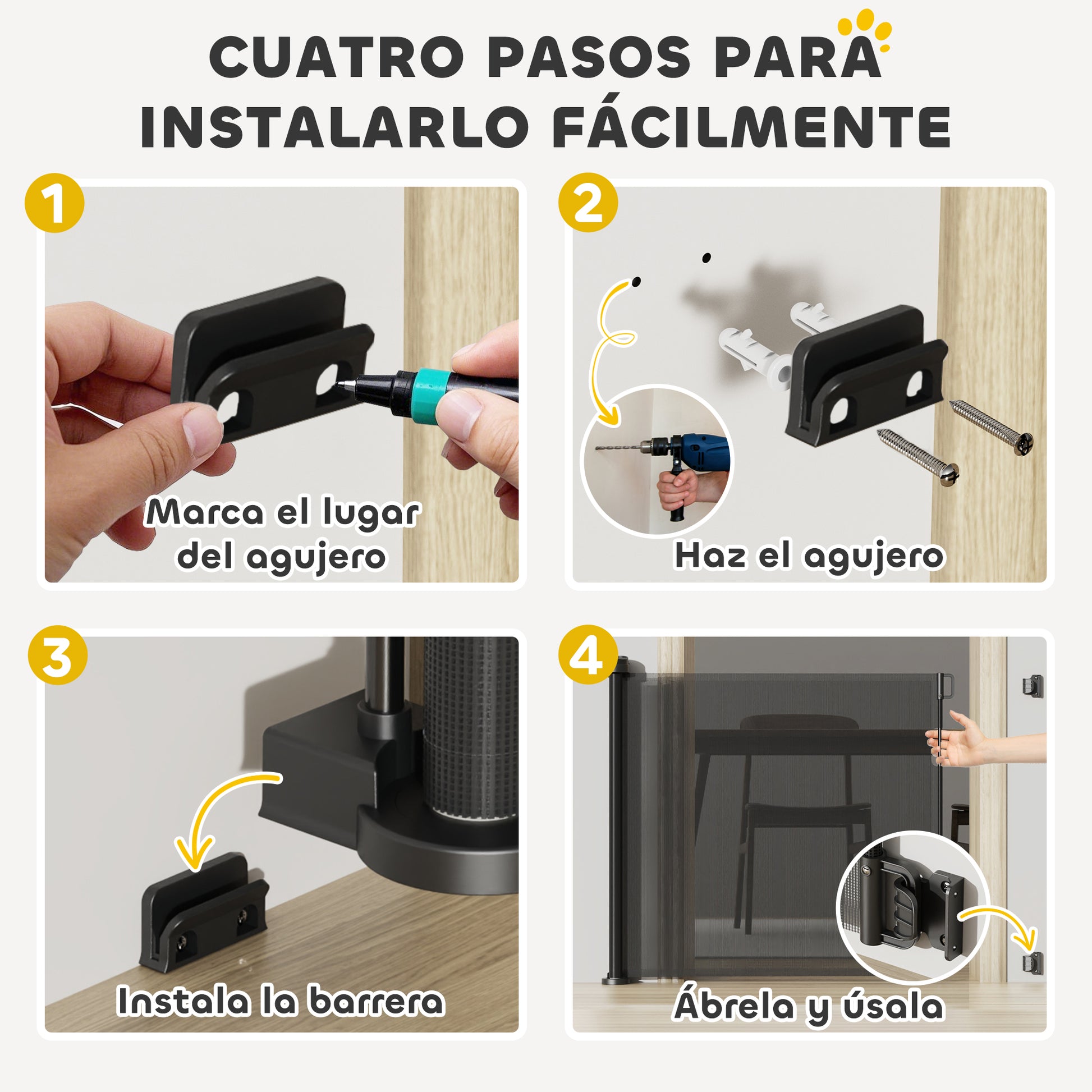 Retractable Dog Safety Barrier 0-136 cm Small Dog Gate Expandable with Locking Switch Safety Net for Indoor and Outdoor Hallways Stairs