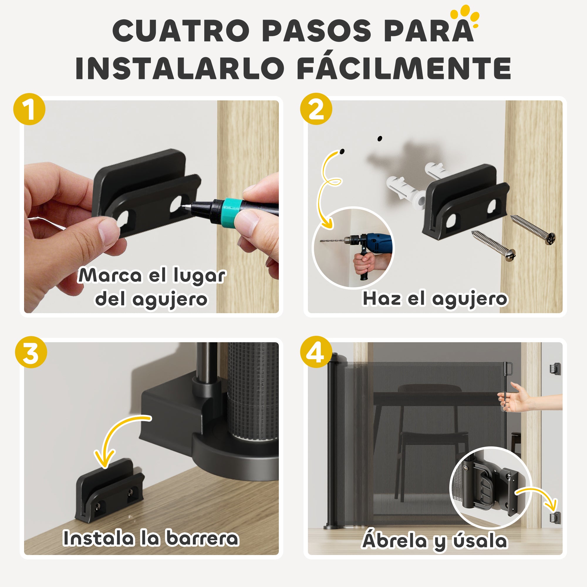 Retractable Dog Safety Barrier 0-136 cm Small Dog Gate Expandable with Locking Switch Safety Net for Indoor and Outdoor Hallways Stairs