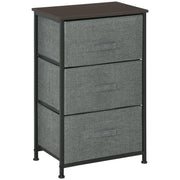 3-Drawer Storage Cabinet Dresser 45L x 30W x 71H cm Metal MDF Non-Woven Fabric Gray