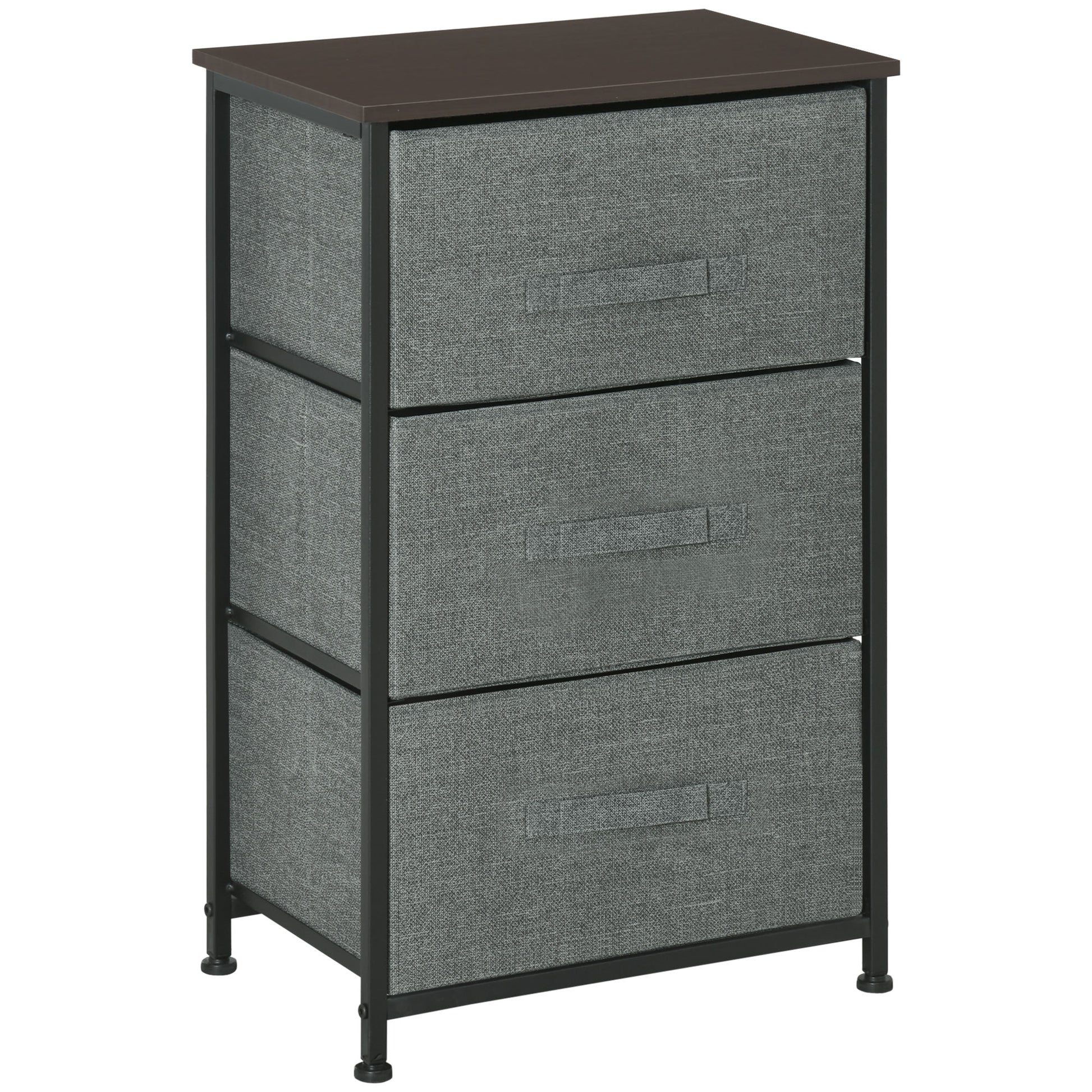 3-Drawer Storage Cabinet Dresser 45L x 30W x 71H cm Metal MDF Non-Woven Fabric Gray