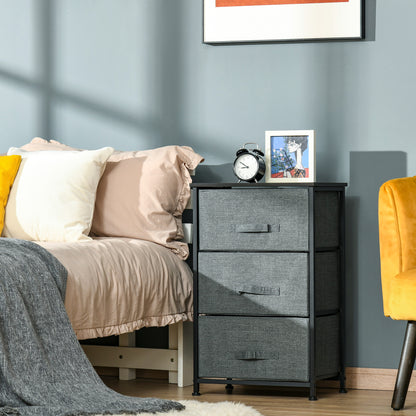 3-Drawer Storage Cabinet Dresser 45L x 30W x 71H cm Metal MDF Non-Woven Fabric Gray