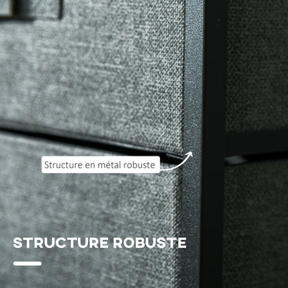 3-Drawer Storage Cabinet Dresser 45L x 30W x 71H cm Metal MDF Non-Woven Fabric Gray