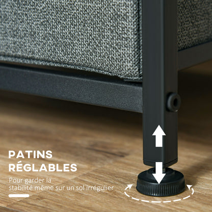 3-Drawer Storage Cabinet Dresser 45L x 30W x 71H cm Metal MDF Non-Woven Fabric Gray