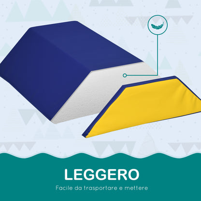 Soft Building Blocks Set for Children 1-3 Years with 5 Rectangular and Trapezoid Blocks, PU and EPE Material, 48.3x19.1x48.3 cm, Multicolor