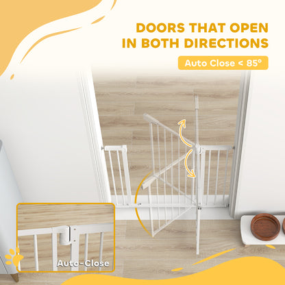 Expandable Safety Gate for Babies & Dogs — Fits 96–103 cm (38–41") Openings, 76 cm (30") High — Auto-Close, Bidirectional, No-Drill Pressure Mount, White
