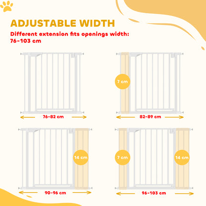 Expandable Safety Gate for Babies & Dogs — Fits 96–103 cm (38–41") Openings, 76 cm (30") High — Auto-Close, Bidirectional, No-Drill Pressure Mount, White