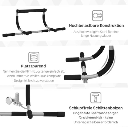 Pull-Up Bar for Door Frame Without Screws, Pull Up Bar Load Capacity up to 110 Kg Chin-Up Bar with Non-Slip Handles, Door Bar, Home Workout Equipment