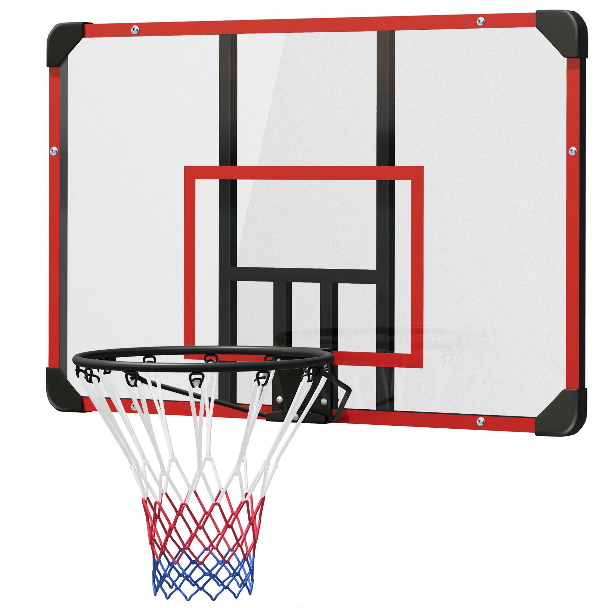 SPORTNOW Basketball Hoop with Backboard, Outdoor Basketball Board with Ø45 cm Steel Rim and Net, Wall Mount, Basketball Board for Kids Teenagers Adults, Red