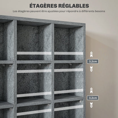 CD and DVD Storage, multimedia storage unit with 24 compartments, max capacity 480 CD/312 DVD, wooden bookcase with adjustable shelves, 89 x 20 x 130.5 cm, gray